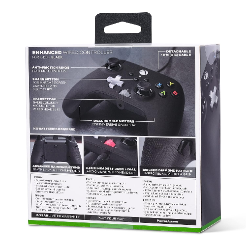 PowerA Enhanced Wired Gaming Controller for Xbox Series X/S, Xbox One, PC, Windows 10/11, Black (Officially Licensed) [video game]