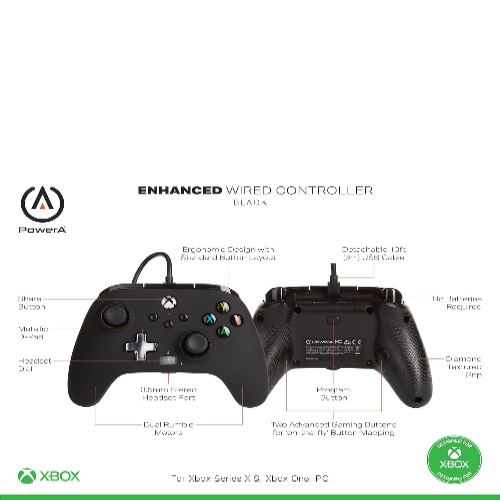 PowerA Enhanced Wired Gaming Controller for Xbox Series X/S, Xbox One, PC, Windows 10/11, Black (Officially Licensed) [video game]