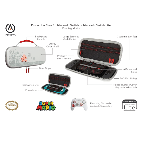 PowerA Protection Case for Nintendo Switch - OLED Model, Nintendo Switch or Nintendo Switch Lite - Running Mario
