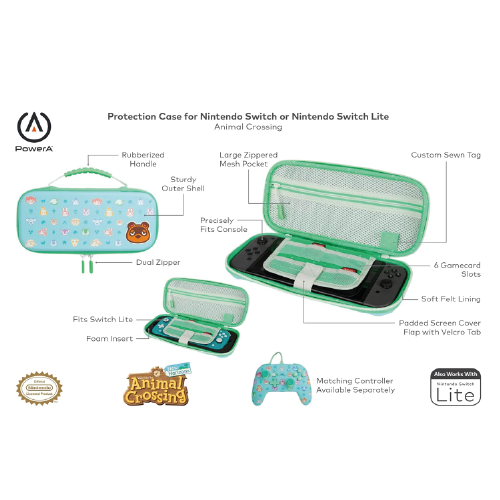 PowerA Protection Case for Nintendo Switch - OLED Model, Nintendo Switch or Nintendo Switch Lite - Animal Crossing