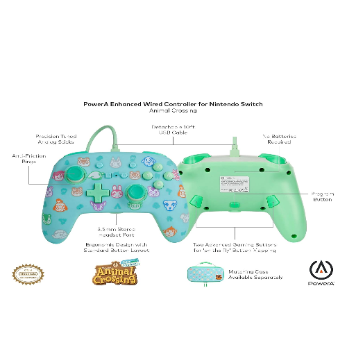 PowerA Enhanced Wired Gaming Controller for Nintendo Switch, Animal Crossing, Blue (Officially Licensed) [video game]