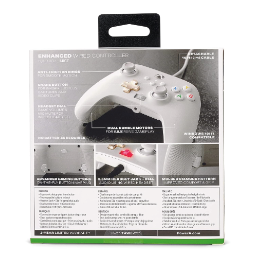 PowerA Enhanced Wired Gaming Controller for Xbox Series X/S, Xbox One, PC, Windows 10/11, White, Mist (Officially Licensed) [video game]