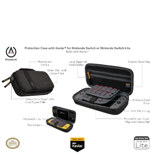 PowerA Tough Protection Gaming Console Case with Kevlar® for Nintendo Switch or Nintendo Switch Lite (Officially Licensed) [video game]