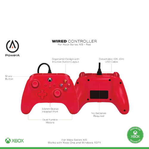 PowerA Wired Controller for Xbox Series X|S – Red
