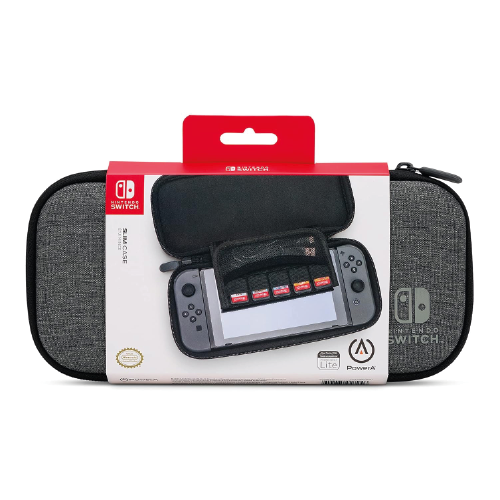 PowerA Slim Case for Nintendo Switch - OLED Model, Nintendo Switch or Nintendo Switch Lite – Charcoal