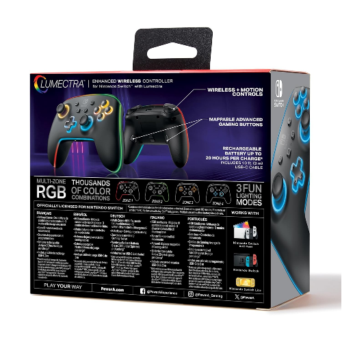 PowerA Enhanced Wireless Controller for Nintendo Switch with Lumectra - Black LED