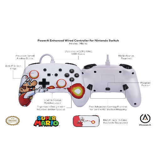 PowerA Enhanced Wired Controller for Nintendo Switch - Fireball Mario