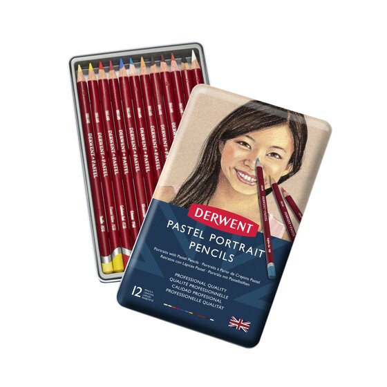 Derwent Pastel Portrait Collection 12 Pencils Tin