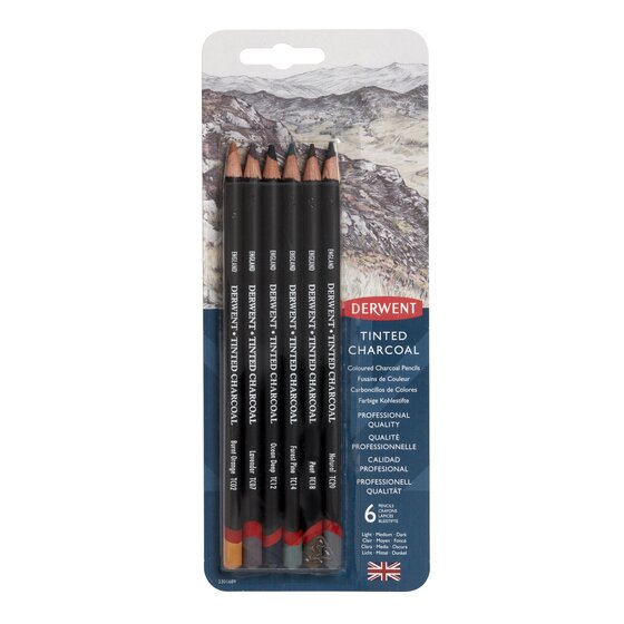 Derwent Tinted Charcoal 6 Pencils Blister
