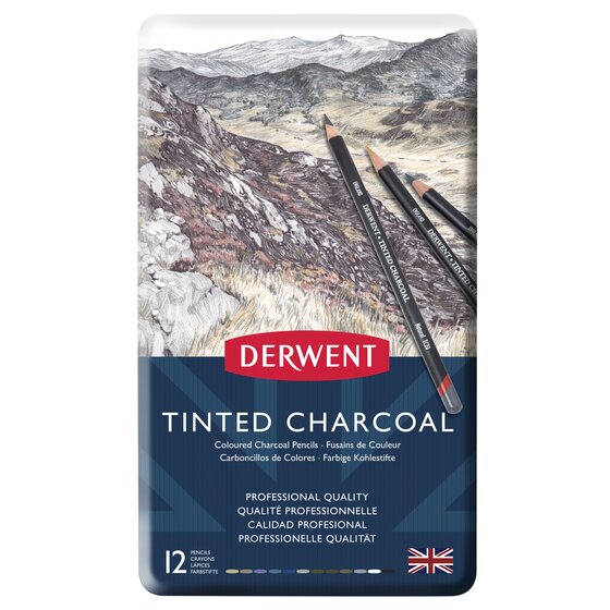 Derwent Tinted Charcoal 12 Pencils Tin