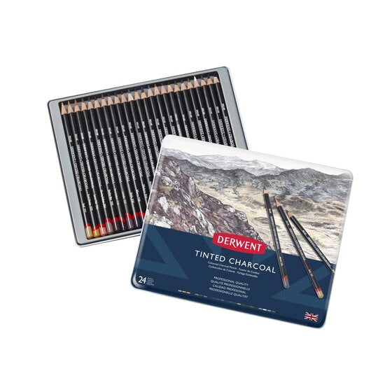 Derwent Tinted Charcoal 24 Pencils Tin
