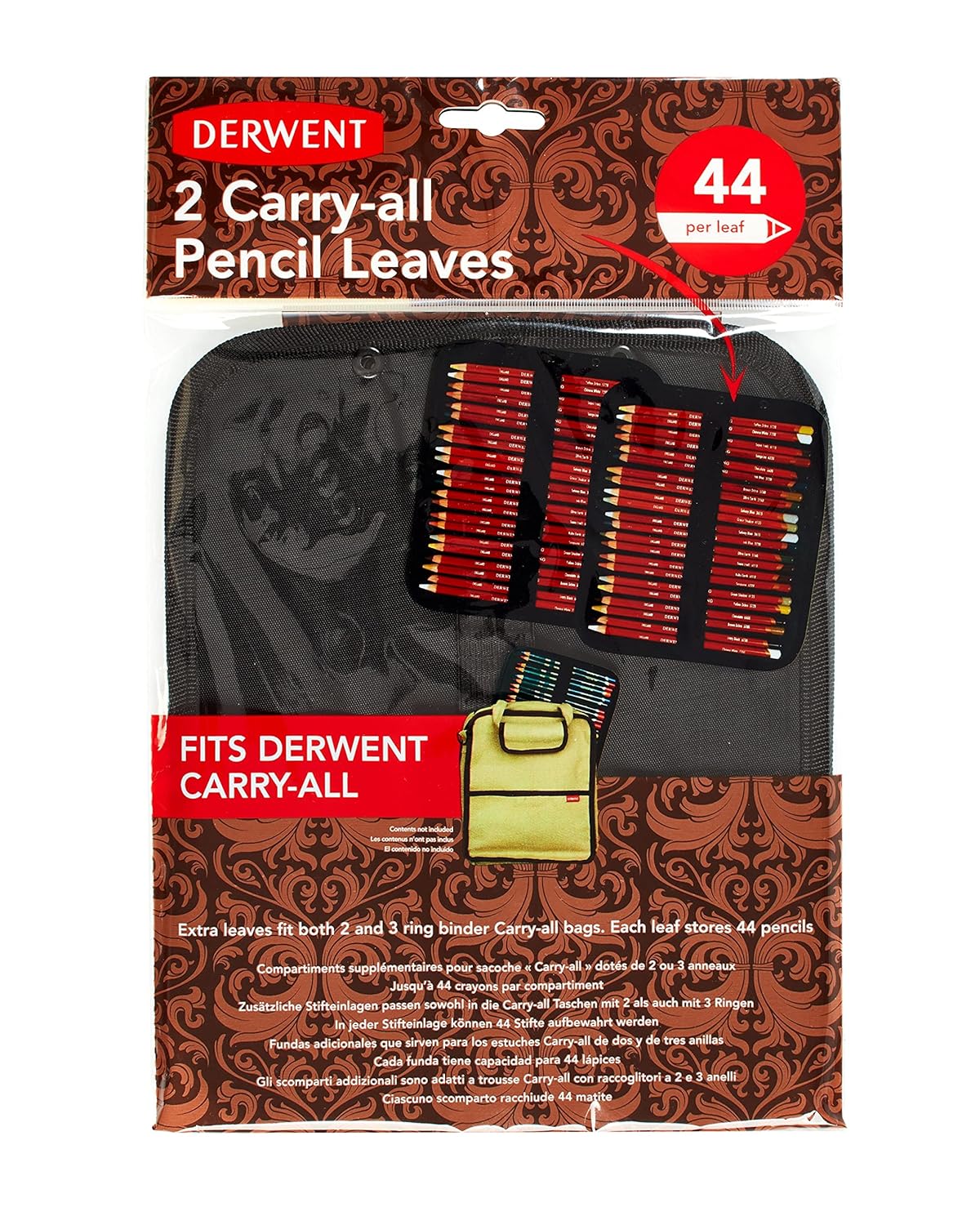 Derwent Carry-All Pencils Leaves/Holders for Storage, Canvas Bag, 44 Pencil Capacity, 2-PACK