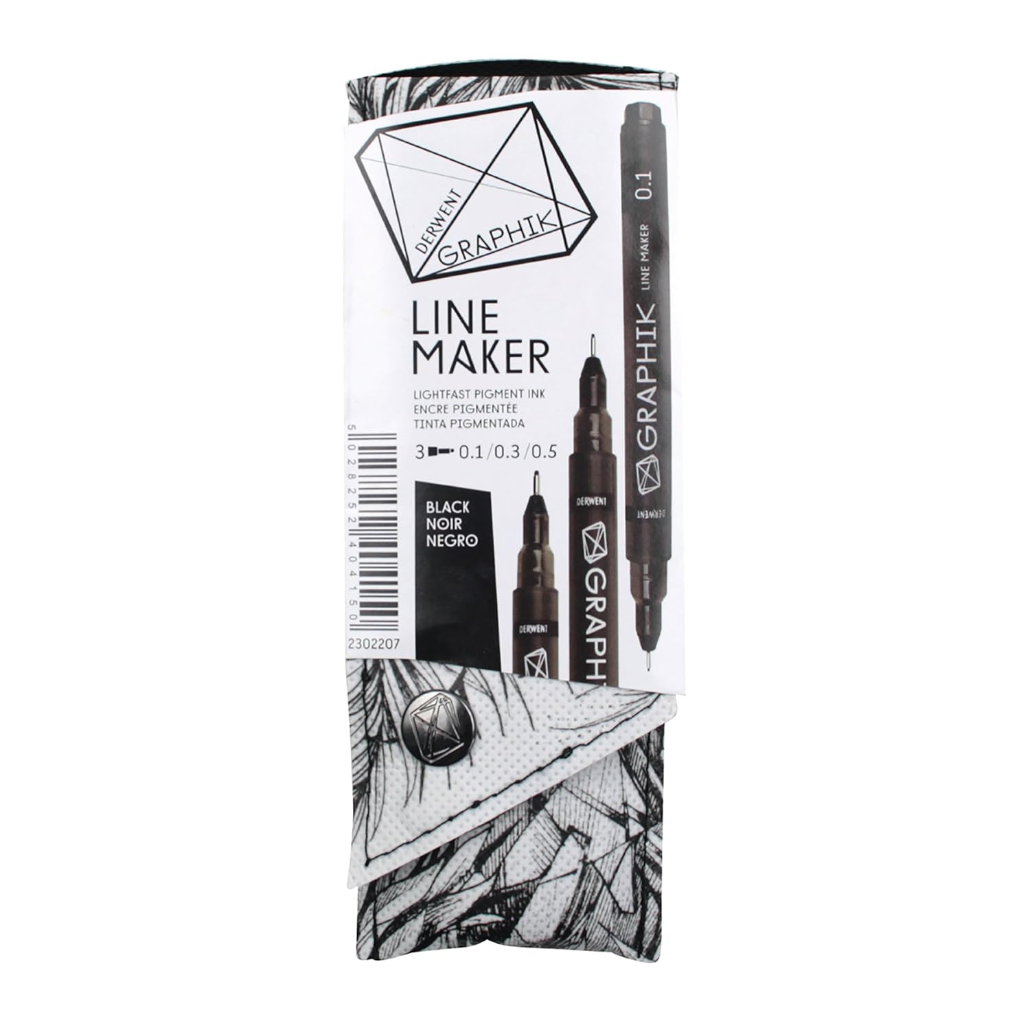 Derwent Graphic Line Maker Drawing Pen Set, Pack of 3 (Black)