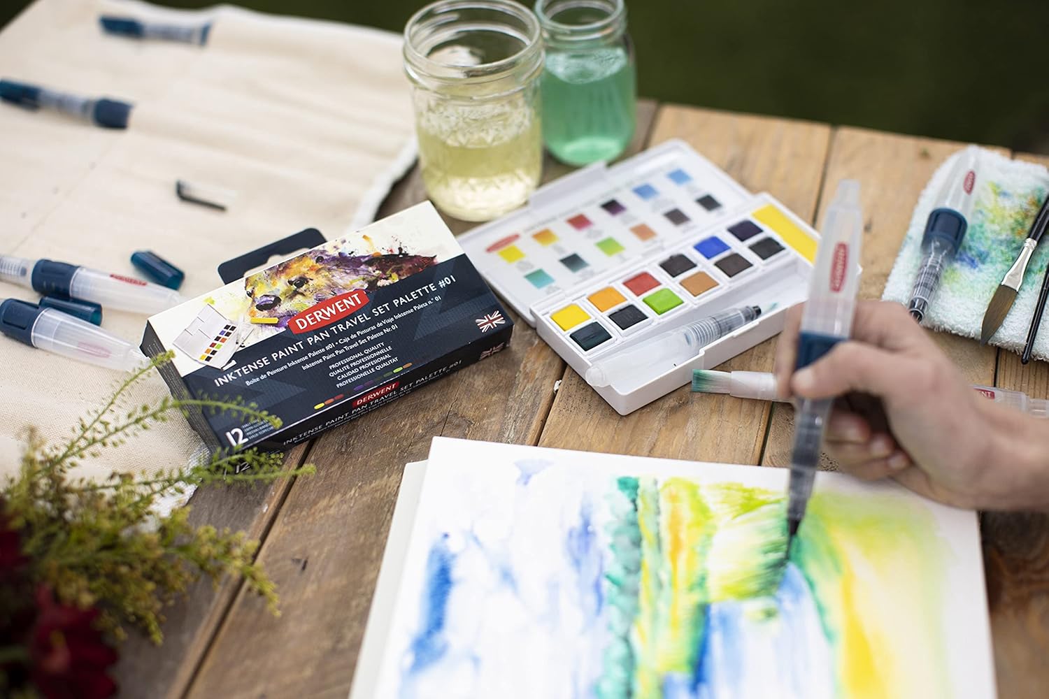 Derwent Inktense Paint Pan Travel Set, 12 Colours