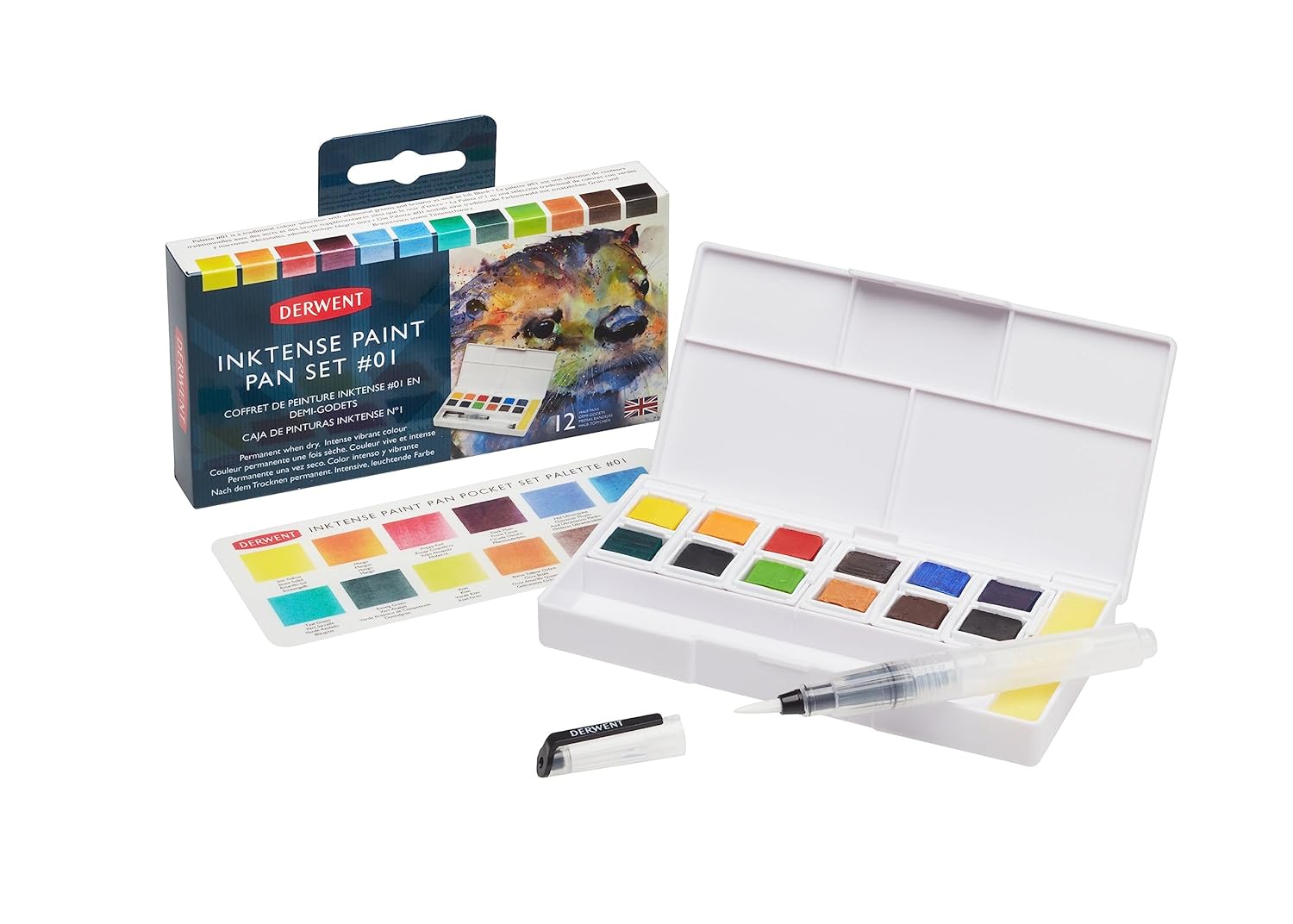 Derwent Inktense Paint Pan Travel Set, 12 Colours