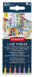 Derwent Line Maker Drawing Pens Superfine Free-Flowing Permanent Liners, Colour (Set of 6)