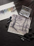 Derwent Graphitint Paint Pan Palette, Includes Graphitint Paint Pan, Mini Waterbrush, Sponge, Mixing Palette (Set of 12)