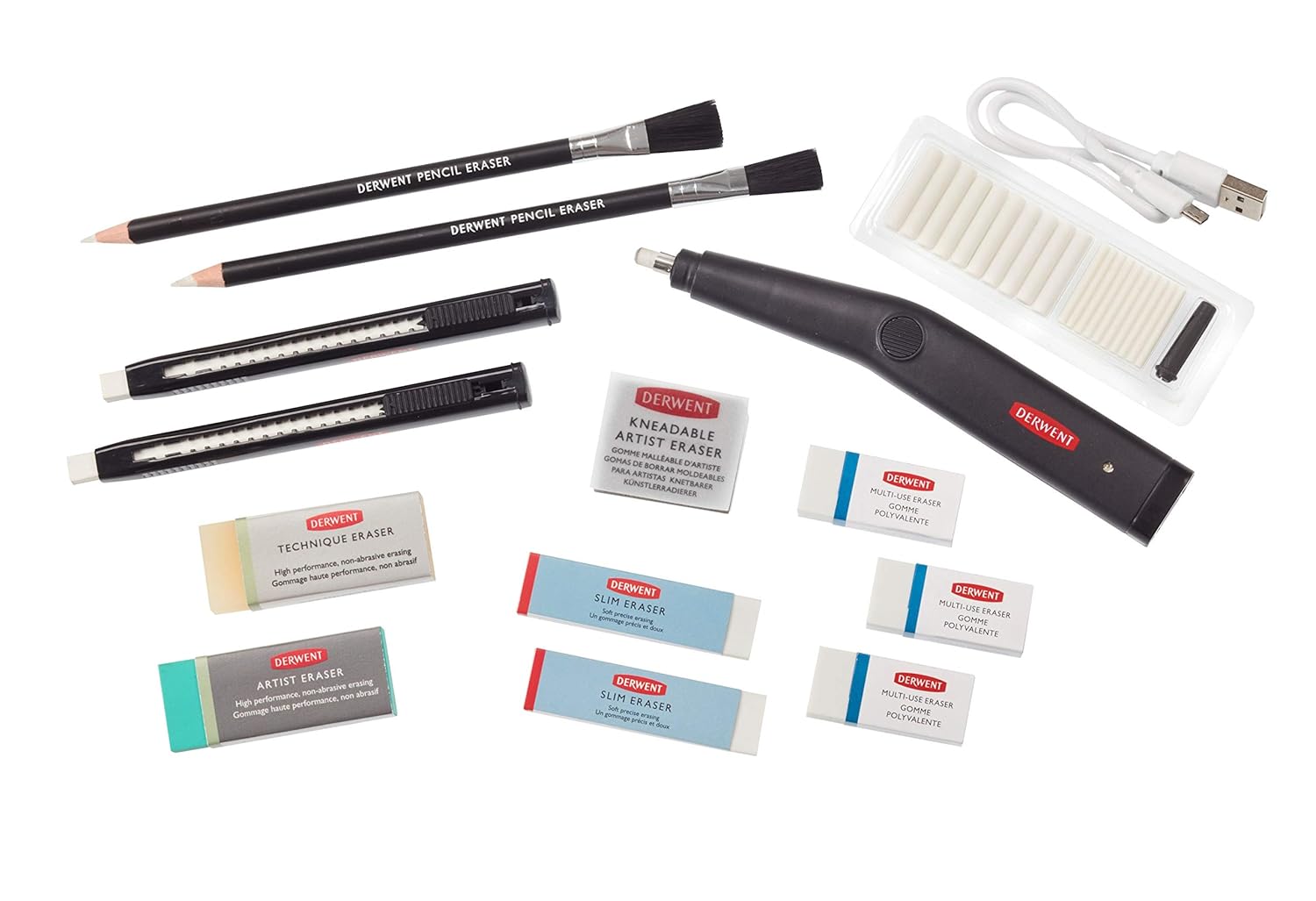 Derwent Retractable Eraser with Comfortable Grip for Pen Style Precision (Pack of 2)