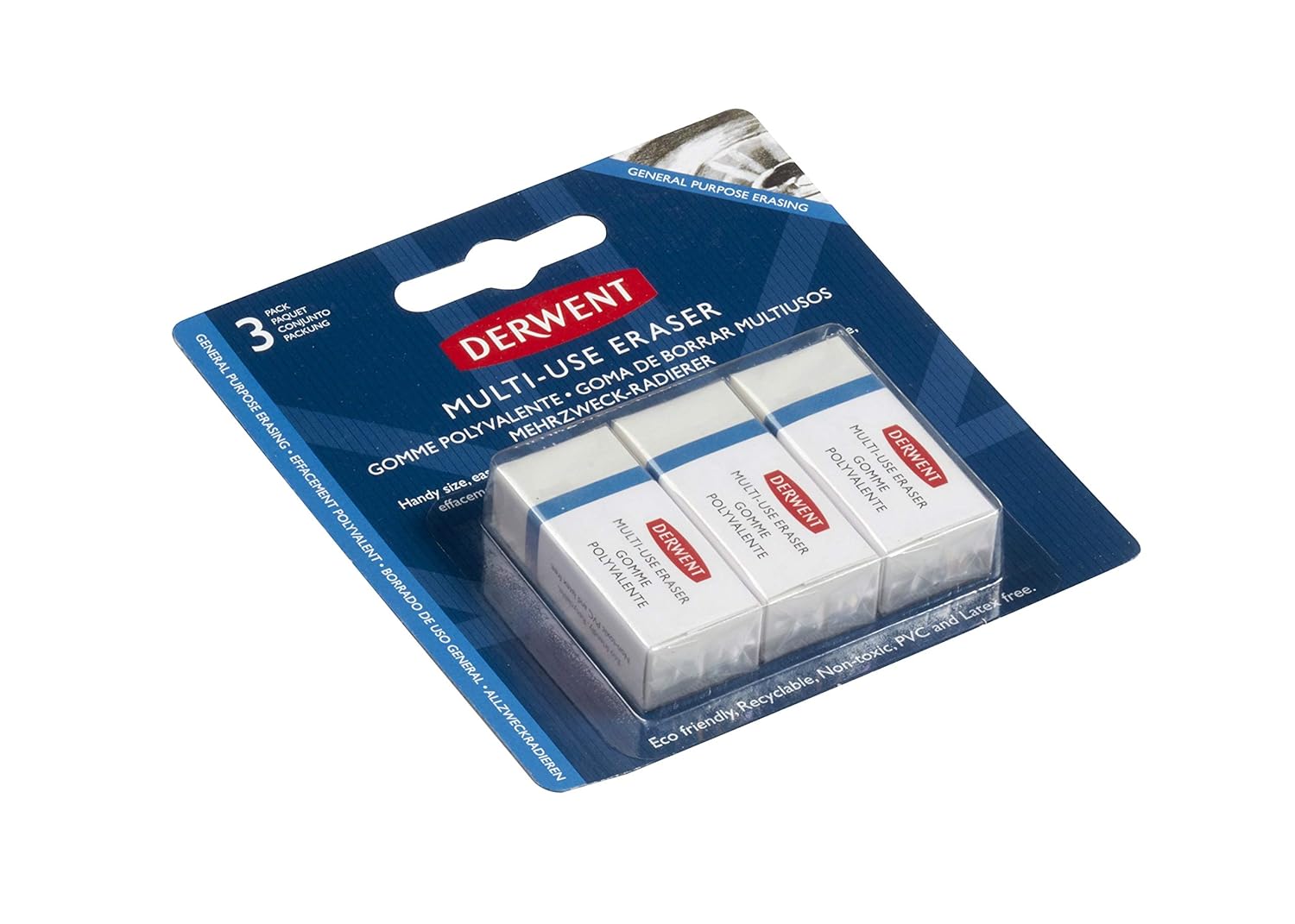 Derwent Multi-Use Eraser with Clean Finish and Low Shedding (Pack of 3)