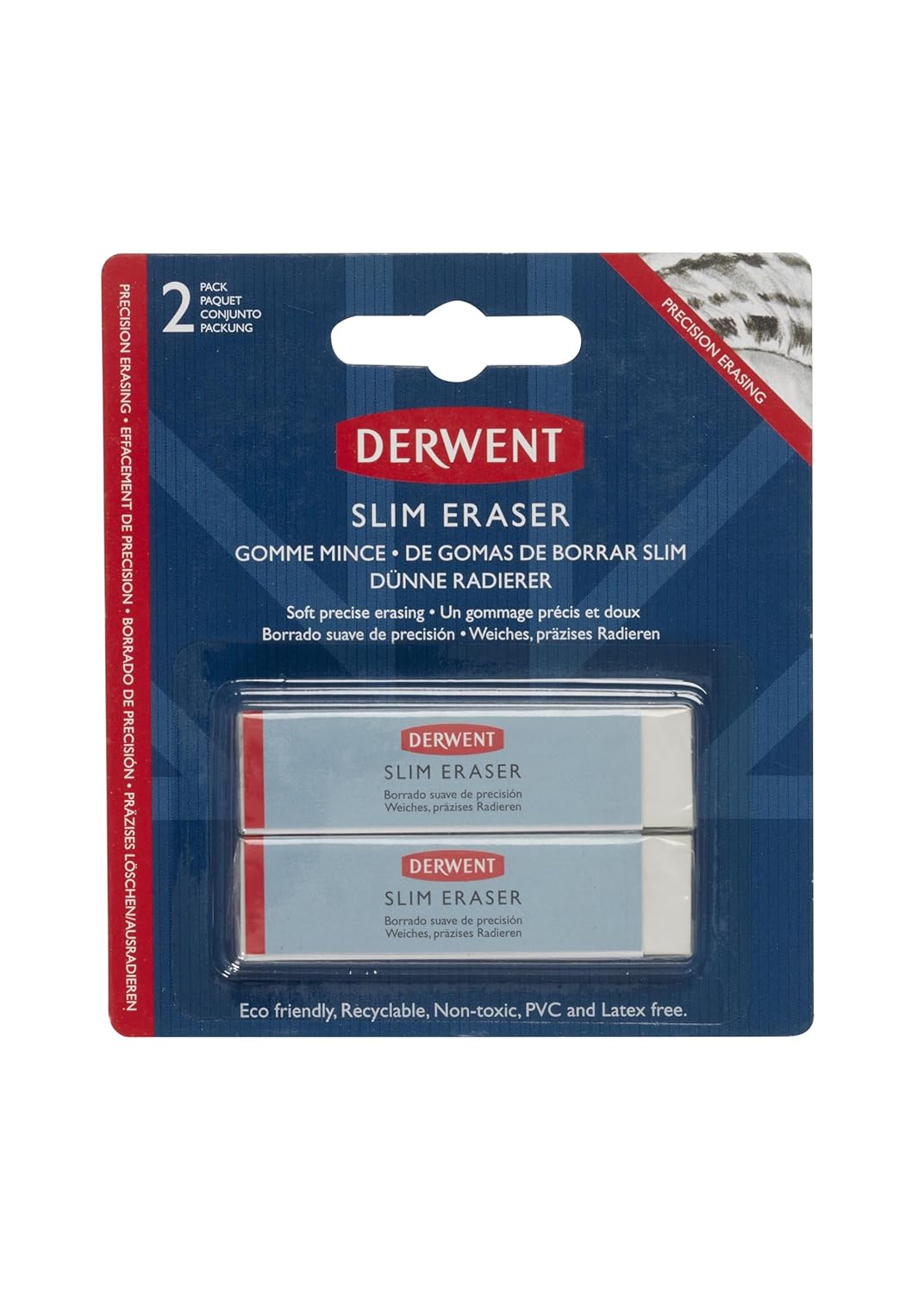 Derwent Slim Eraser for Soft Precise Erasing (Pack of 2)