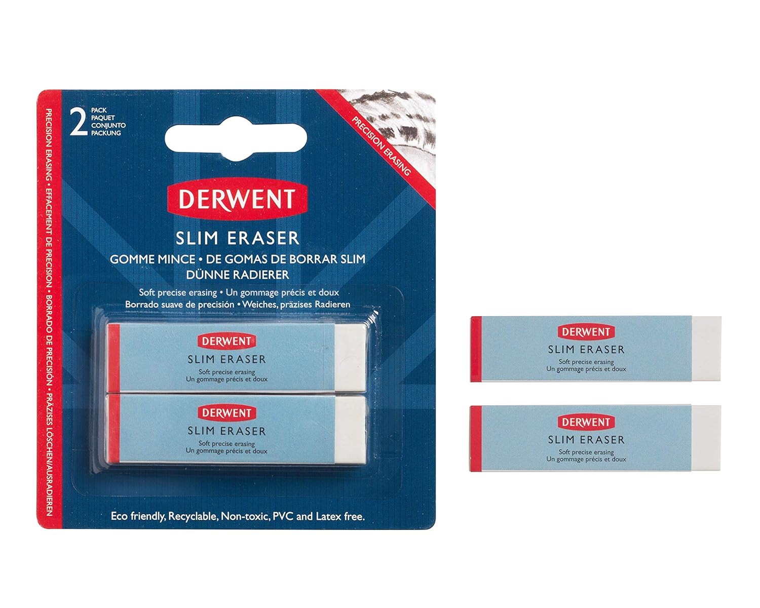 Derwent Slim Eraser for Soft Precise Erasing (Pack of 2)