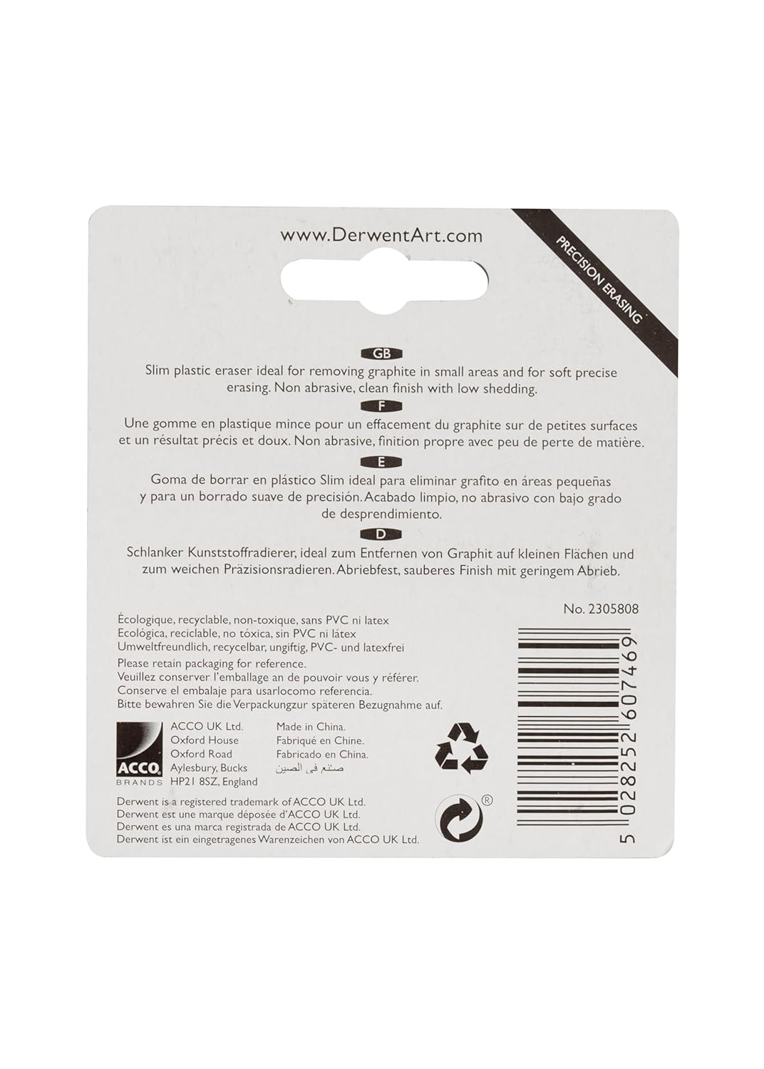 Derwent Slim Eraser for Soft Precise Erasing (Pack of 2)