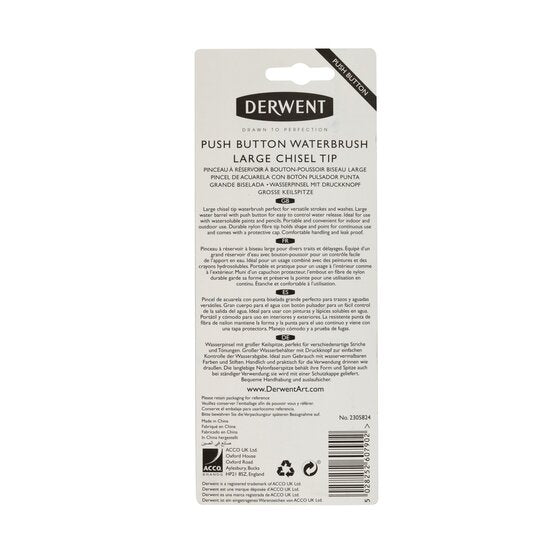 Derwent Push Button Waterbrush Large Chisel Tip