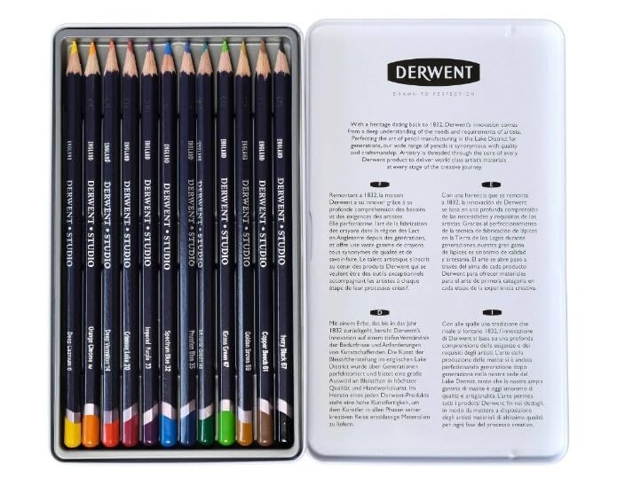 Derwent Studio Colouring Pencils Tin Set of 12