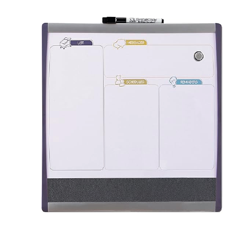Quartet to-do Planner Magnetic Whiteboard, Lightweight Board with Dry-Erase Marker and Magnets for Schools, Office, Home, Study Room, 1.2 x 1.2 feet, 36 x 36 cm (14 x 14 inches)