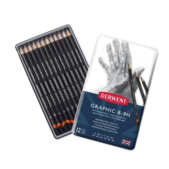 Derwent Graphic Pencils Hard 12 Tin