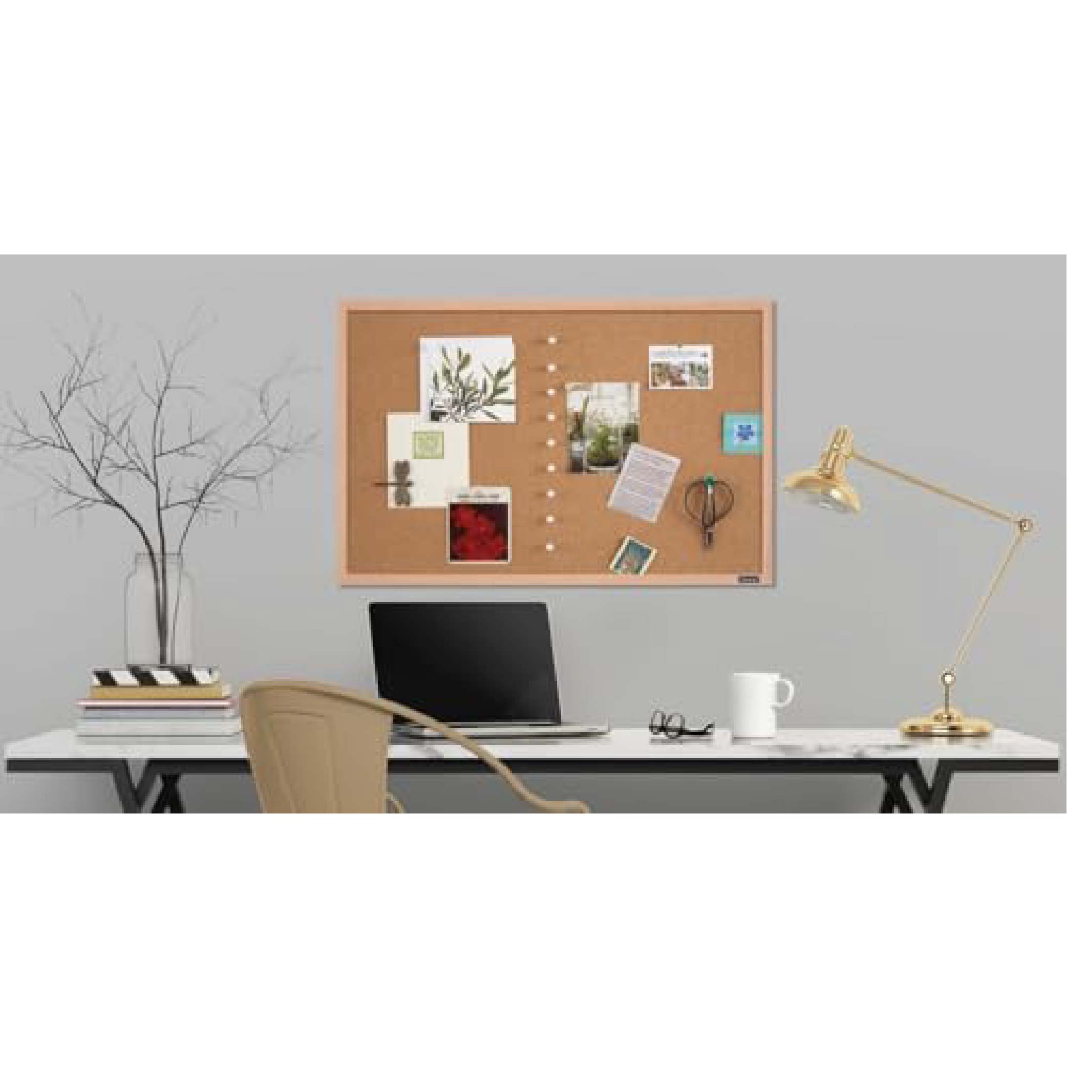 Quartet Oak Cork Frame Bulletin Display Board, 23 x 17 inches