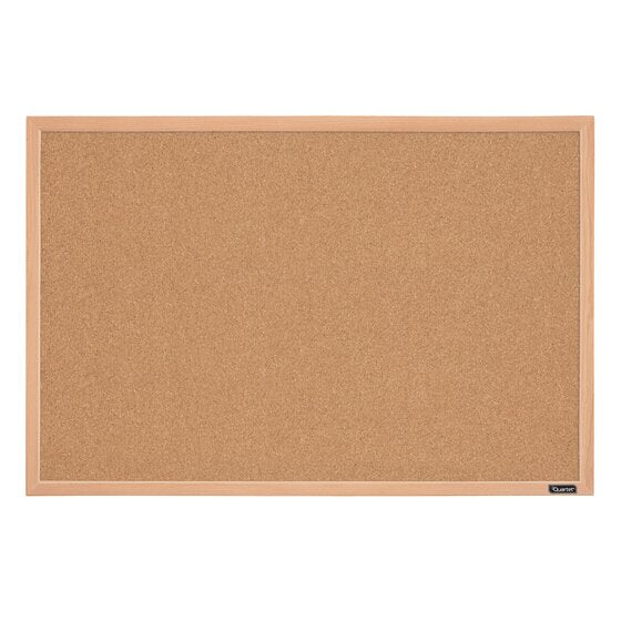 Quartet Cork Bulletin Board, 23" x 35", Oak Finish Frame