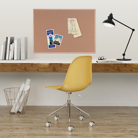 Quartet Cork Bulletin Board, 23" x 35", Oak Finish Frame