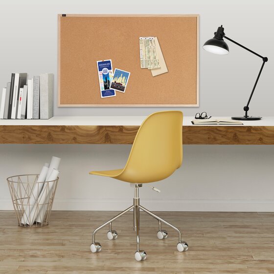 Quartet Cork Bulletin Board, 23" x 35", Oak Finish Frame