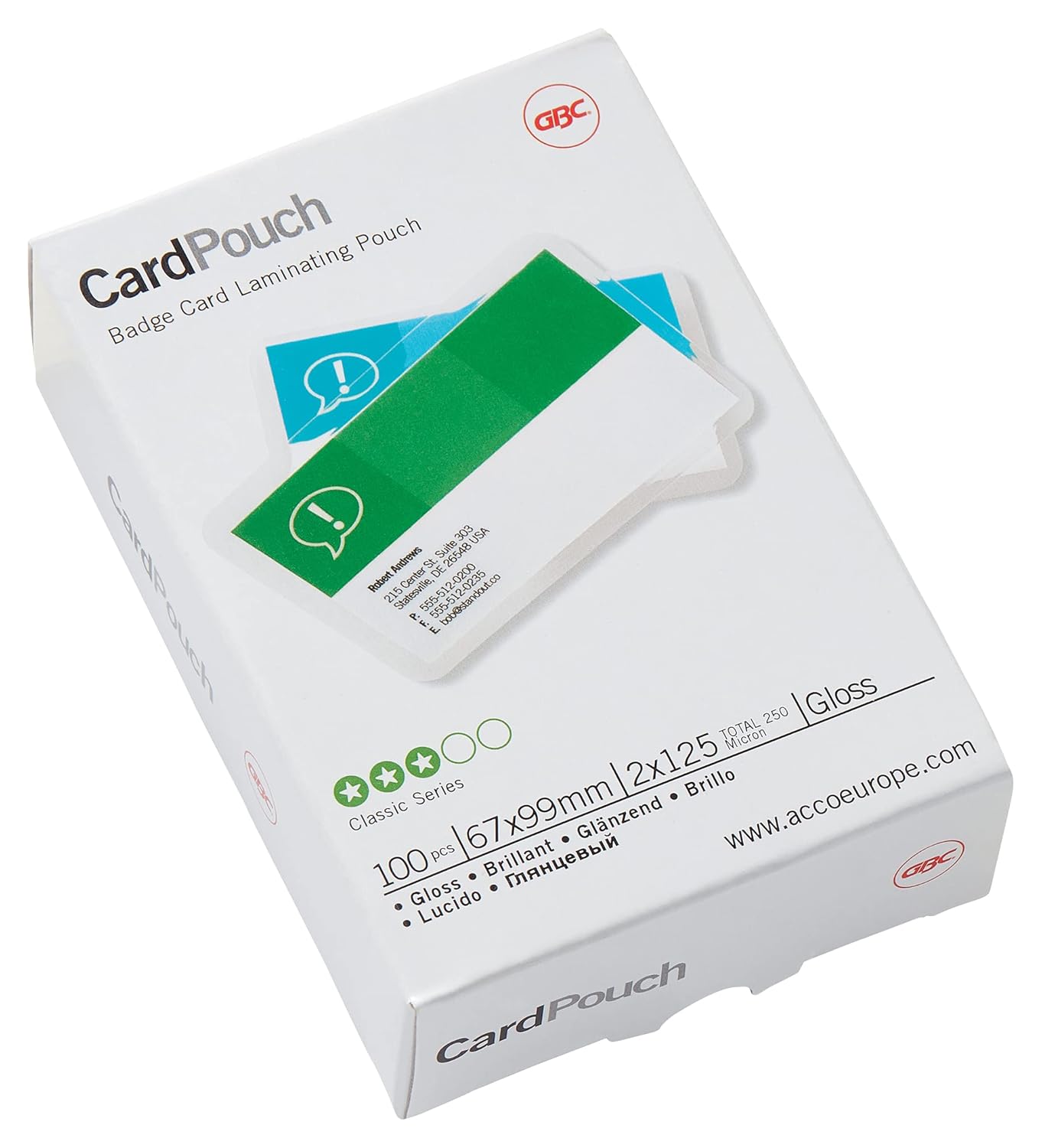 GBC Laminating Pouch 125 Micron 67x99mm, Badge with High Gloss Finish (Pack of 100)