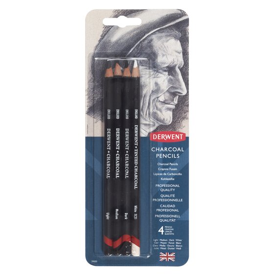 Derwent Charcoal 4 Pencils Blister Set