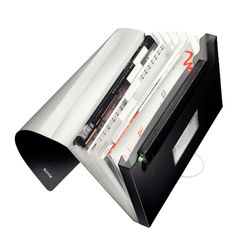 Leitz Style Expanding Concertina File (Satin Black)