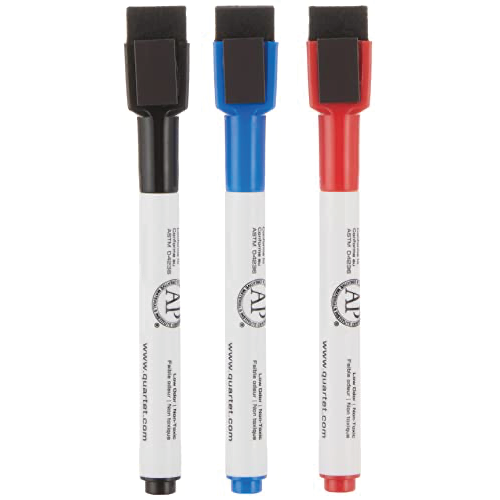 Quartet Rewritables Mini Dry-Erase Whiteboard Markers, Pack of 3 (Multicolour)