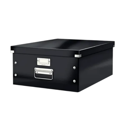 Leitz Collapsible Click and Store Storage Box with Laminated Surface and Metal Corner Elements, A3 Large (Black)