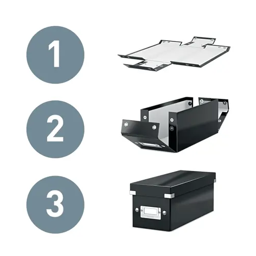 Leitz Collapsible Click and Store Storage Box with Laminated Surface and Metal Corner Elements, A3 Large (Black)
