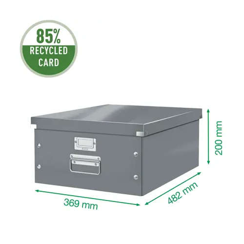 Leitz Collapsible Click and Store Storage Box with Laminated Surface and Metal Corner Elements, A3 Large (Black)