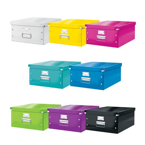 Leitz Collapsible Click and Store Storage Box with Laminated Surface and Metal Corner Elements, A3 Large (Black)