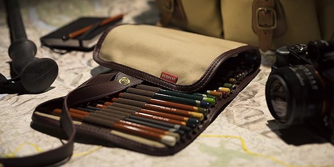 Derwent Canvas Pencil Wrap (30 Pencil Plus Accessory Storage Capacity, Unrolls Flat for Easy Access, Press-Stud for Security)