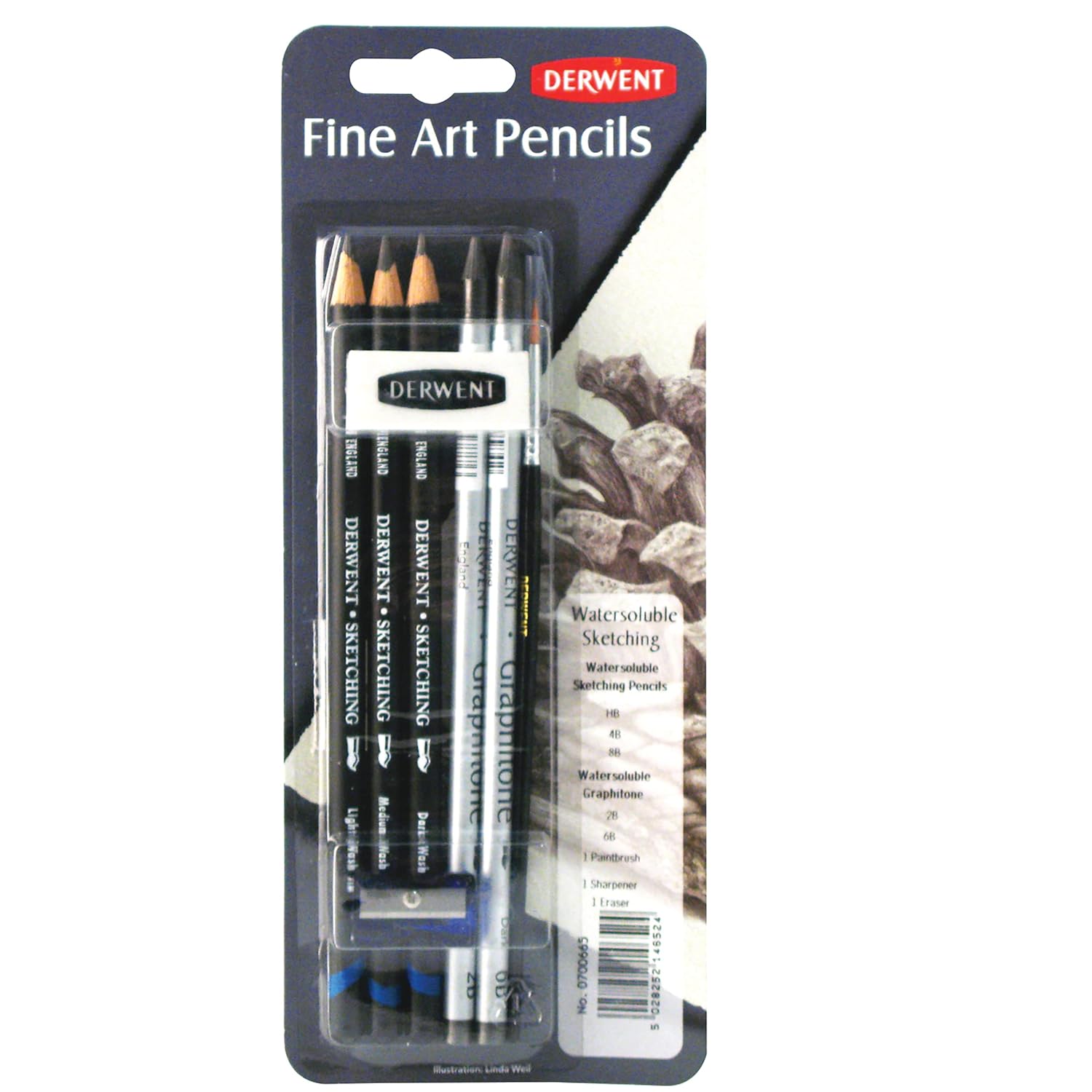 Derwent Watersoluble Sketching Mixed Media Blister with Eraser&Sharpener,White