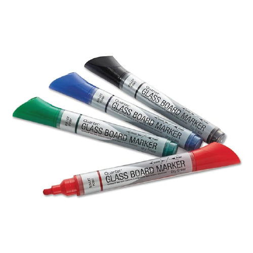 Quartet Premium Glass Board Dry-Erase Markers, Bullet Tip, Assorted Colors, 4 Pack