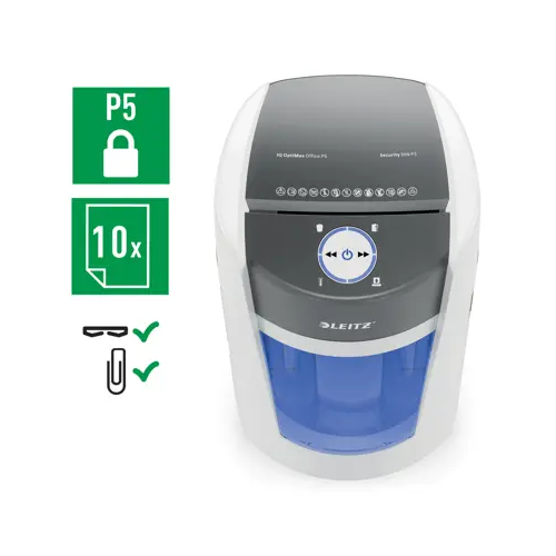 Leitz IQ OptiMax Office Cross Cut Paper Shredder, 15 Sheet Capacity, 35L Bin