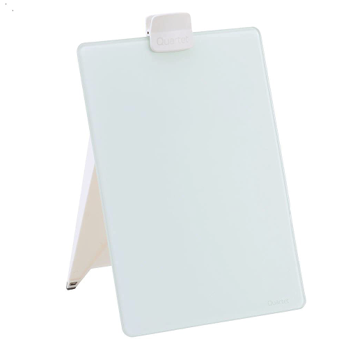 Quartet Infinity Dry Erase Glass Board Desktop Easel with Removable Clip & Marker, Non-magnetic Glass Whiteboard on Stand for Table Desk, Shops, Office, Home, 0.8 x 0.9 feet, 23 x 28 cm, 9 x 11 inches
