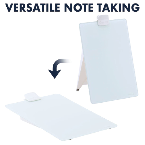 Quartet Infinity Dry Erase Glass Board Desktop Easel with Removable Clip & Marker, Non-magnetic Glass Whiteboard on Stand for Table Desk, Shops, Office, Home, 0.8 x 0.9 feet, 23 x 28 cm, 9 x 11 inches