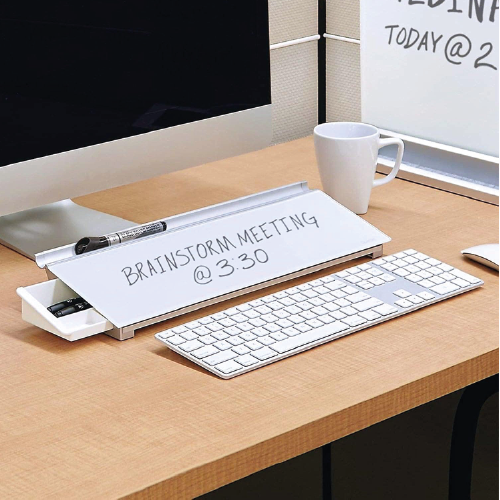 Quartet Infinity Dry Erase Glass Desktop Table Top Board with Marker & Tray, Non-Magnetic Whiteboard with bottom storage, Desktop Glass pad for School, Office, 1.5 x 0.5 feet, 46 x 15cm, 18 x 6 inches