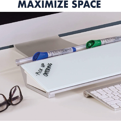Quartet Infinity Dry Erase Glass Desktop Table Top Board with Marker & Tray, Non-Magnetic Whiteboard with bottom storage, Desktop Glass pad for School, Office, 1.5 x 0.5 feet, 46 x 15cm, 18 x 6 inches